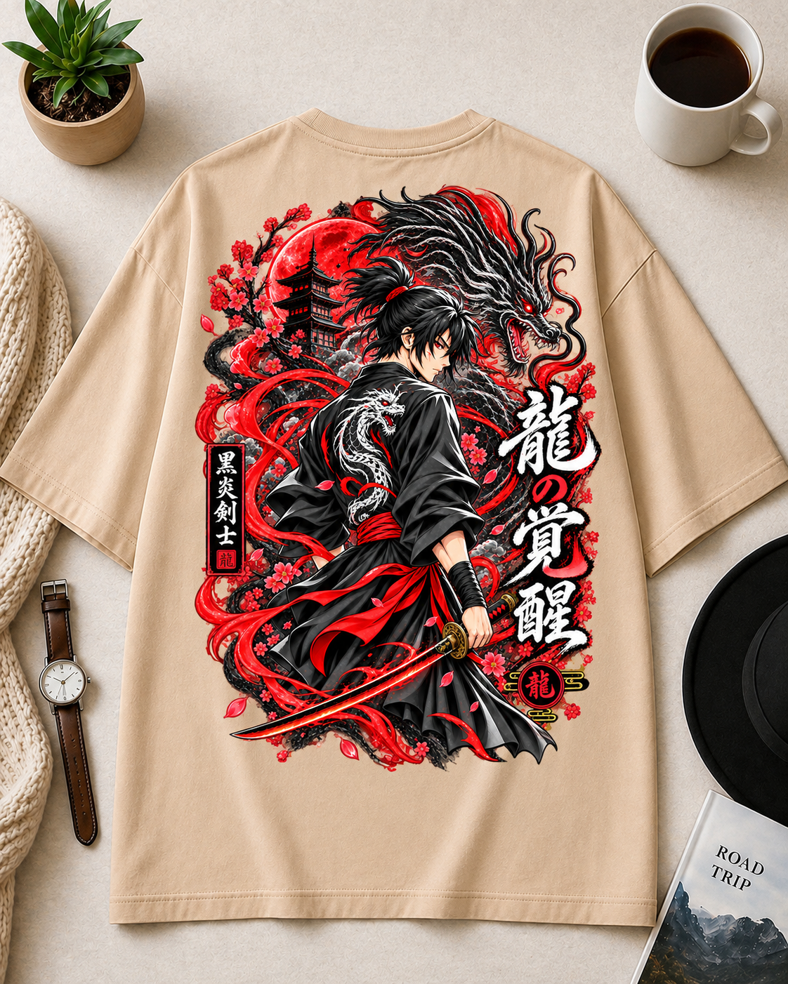 Crimson Shadow Oversized Fit T-Shirt