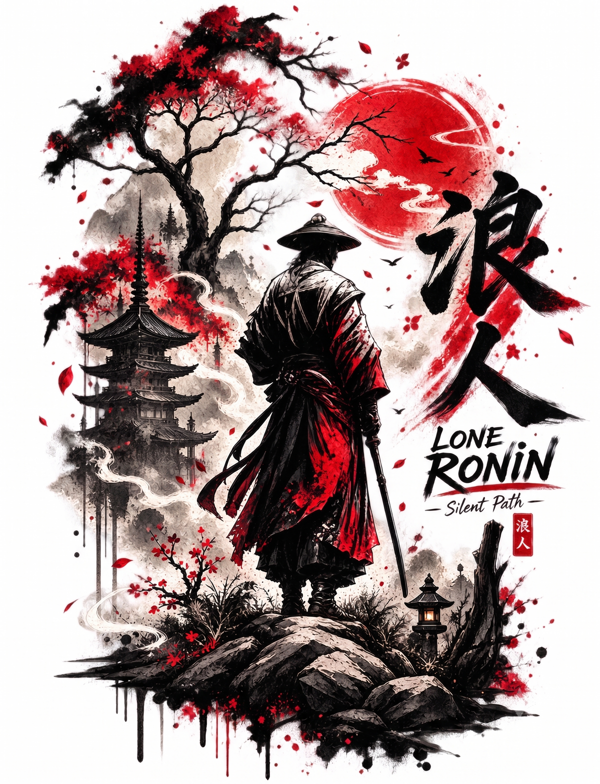 Crimson Shadow Slayer Oversized Fit T-Shirt