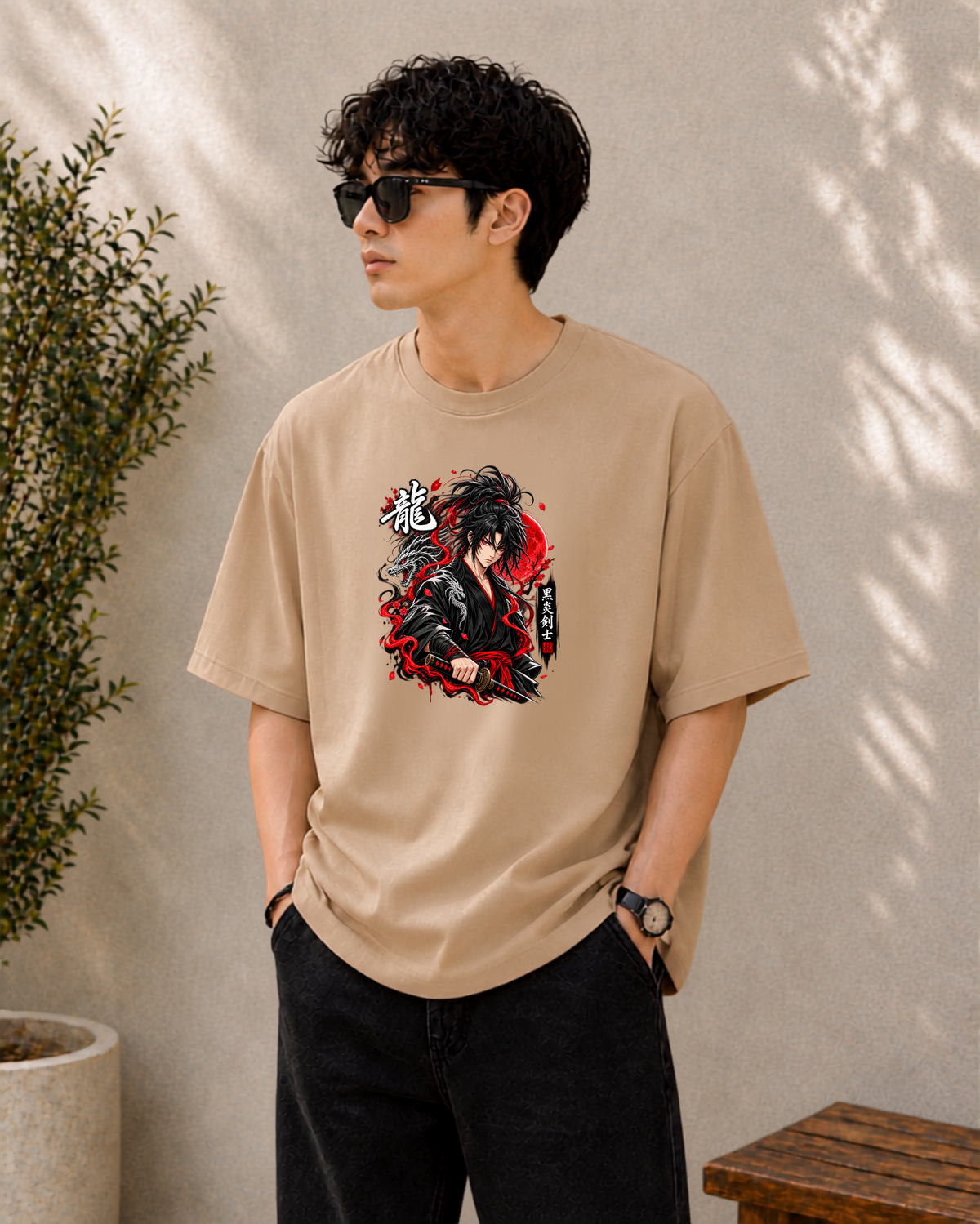 Crimson Shadow Oversized Fit T-Shirt